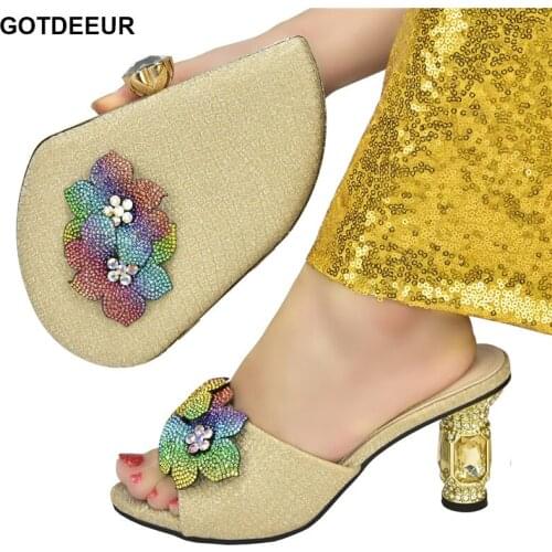 African Party Shoes and Bag Set Decorated with Rhinestone Italian Shoe and Bag Set for Party In Women High Heels Sexy Ladies