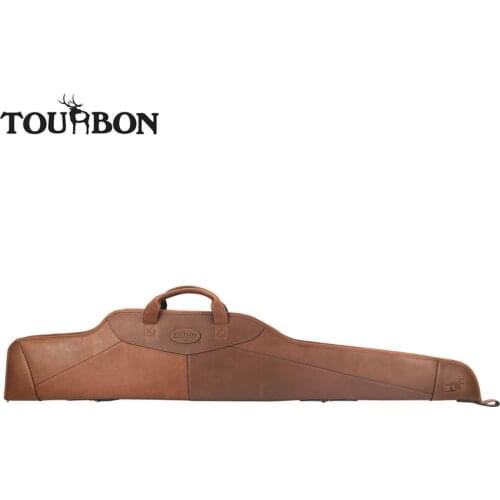 Tourbon Hunting Rifle Case Genuine Leather Gun Slip Holds Scope Optical Sight Fleece Padded Bag 128CM Shooting Gun Accessory