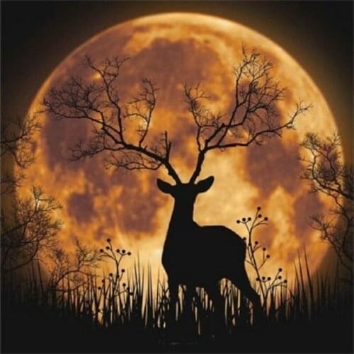 DIY Diamond Embroidery,5D Diamond painting, mosaic,cross stitch kit,Moon and deer pattern,needlework,Crafts,Christmas,decor