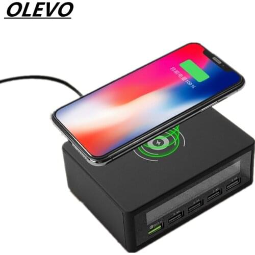 50W Wireless Charger Digital Display QC3.0 10W Fast Charging Base For iPhone 12 Mini Xiaomi Huawei Multifunctional USB Plug-In