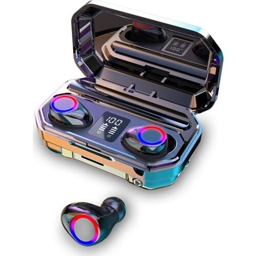 Bluetooth 5.0 Earbuds Wireless Earphones with Charging Case Touch Control Deep Bass Music Headphones Flashlight Function Headset