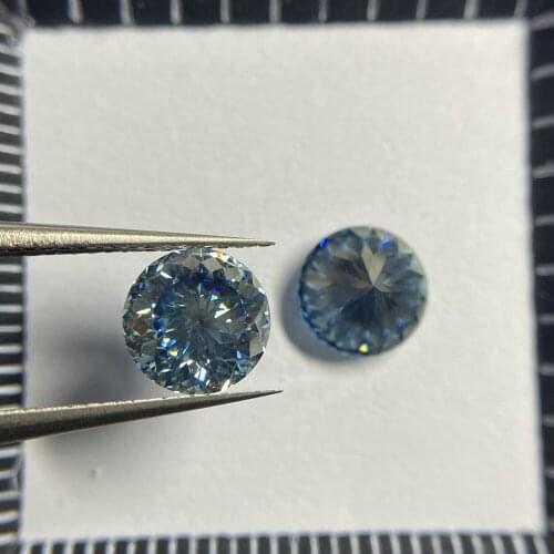 Mosangnai 8.0mm 2 Carat Sea Blue Moissanite Diamond Round Brilliant Cut For Ring Making