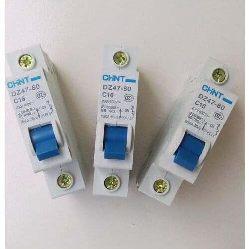 CHINT DZ47-60 C16 AC230/400V 1P 16A Rated Current 1 Pole Miniature Circuit Breaker C45