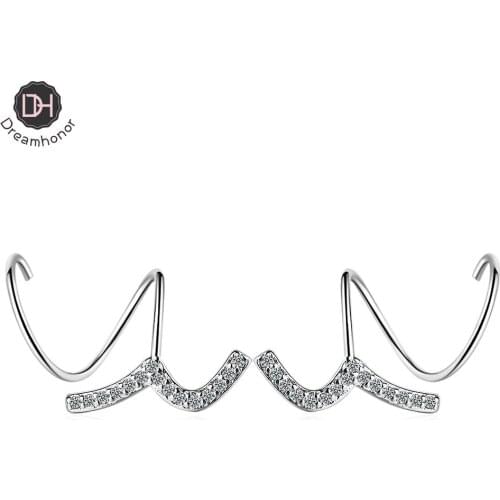 Dreamhonor 2021 Elegant 925 Sterling Silver Rhinestone Zirconia Weave Drop Earrings For Women Fashion Jewelry