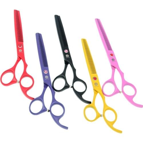 6.5" 7.0" Purple Dragon Japan Steel Pets Scissors Straight Shears Thinning Clipper Curved Cutting Tesoura Hair Scissors LZS0649
