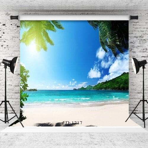 Palm Tree Photography Background Sea Beach Backdrops for Photograph Accessories Wedding Child Vinyl Cloth Backdrop Photo Shoot