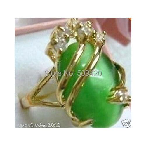 XFS20141er>> Exquisite womens green opal stone Jewelry ring size 7# 8# 9