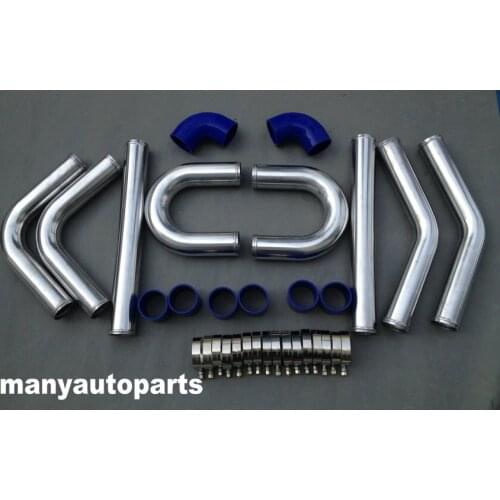 2.5" INCH 64MM ALUMINUM TURBO INTERCOOLER PIPING KIT UNIVERSAL PIPES CLAMP BLUE