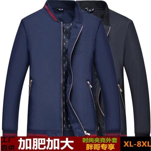 Plus size XL - 8 XL (148 cm bust)The spring and autumn new middle-aged men big yards coat VogueHommes stand colla leisure jacket