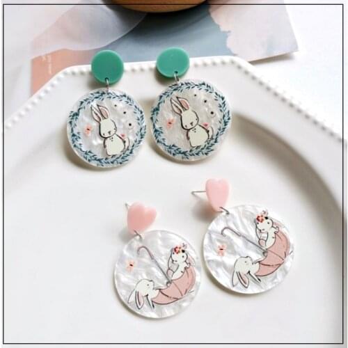 LANIWOO Cute Bunny Cartoon Drop Earring 2021 New Fashion Jewelry Lovely For Girls Women Wholesale Accessory