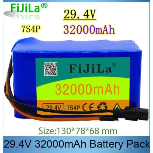 24V 7S4P 32000mAh high power 32AH 18650 Lithium Battery pack with BMS 29.4V Electric bicycle electric car