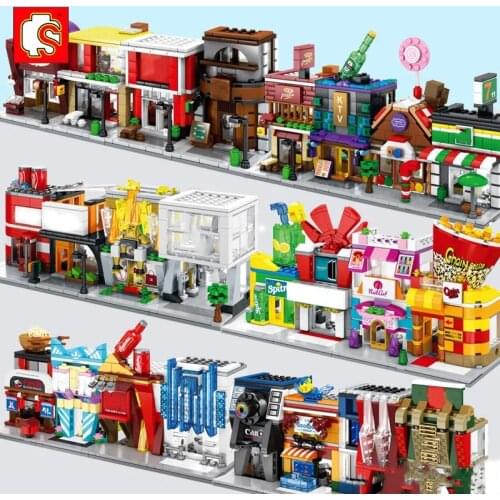 Mini Street Series Building Blocks Toy For Children Store Model Bricks Toys Kids Gift Compatible Most Brands Block Ice Cream