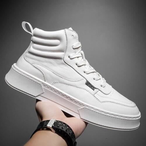 Men Boots Genuine Leather Casual Shoes Men Luxury Ankle Boots Top Quality Lace-up Handmade Platform Footwear Male White Sneakers