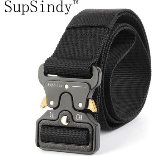 SupSindy mens canvas belt Quick release Metal buckle military nylon Training belt Army tactical belts for Men strong male strap