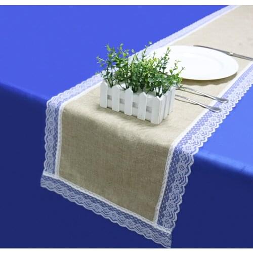 Imitated Linen Lace Table Runner For Wedding Party Event Banquet Home Table Decoration Supply Table Cover Tablecloth Accessories