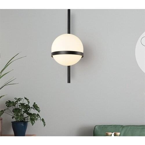 Nordic Glass Ball Wall Lamp Modern Creative Wall sconce Round moon Bedside Lamp Living Room Corridor Wrought Luminaire Lighting