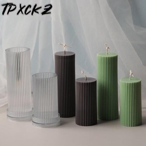 New Stripe Cylindrical Acrylic Candle Mold DIY Candle Mould Wedding Party Home Wedding Decoration Products