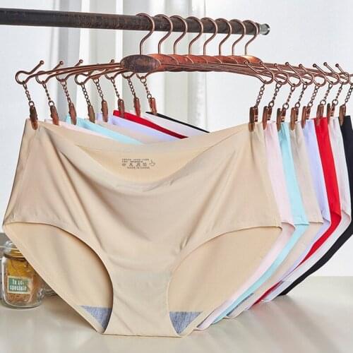 1PC Solid Ladies Women Seamless Panties Ice Silk Underwear G String Underpants Sexy Lingerie Female Briefs Hipster Intimates