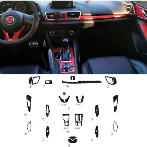 Full Set Interior Matte Carbon Fiber Center Console Durable Wrap Protector Vinyl Decoration Sticker For Mazda 3 Axela 2014-2018
