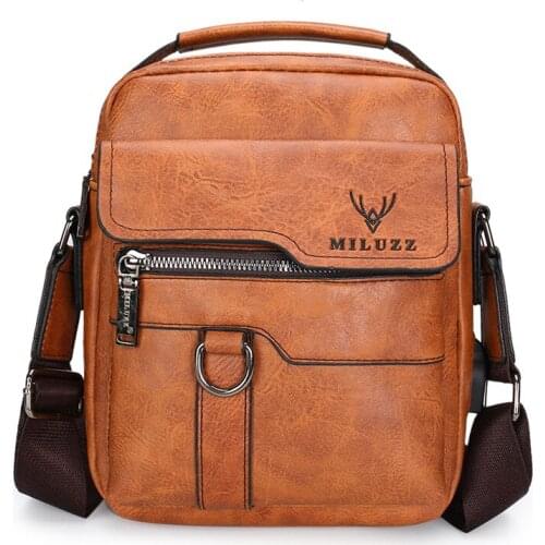 New Casual Men Shoulder Bag Vintage Crossbody Bags High Quality Male Bag PU Leather Handbag Capacity Men Messenger Bags Tote Bag