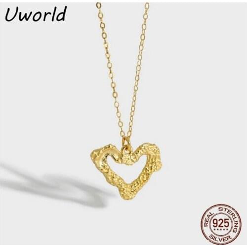 Simple Textured Heart Pendant Necklace Romantic Style S925 Sterling Silver Heart Pendant Necklace