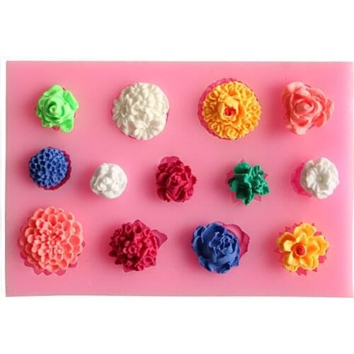 Various Flowers Cooking Tools Fondant Shaped Mold Baking Cake DIY Sugar Silicone Craft Fondant Mold Tray Candymold D410