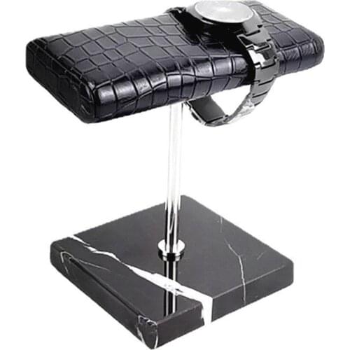 Luxury Marble Base and PU Leather Watch Stand Bracelets Bangles Jewelry Display Stand Holder Jewelry Organizer for Countertop