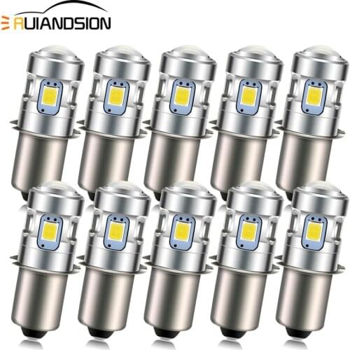 RUIANDSION 10Pcs 500Lm P13.5S PR2 E10 Screw Thread 2835SMD 4LED 3V 4.5V 6V 6000K 4300K Flashlight Bulb Bike Moped Engine Light