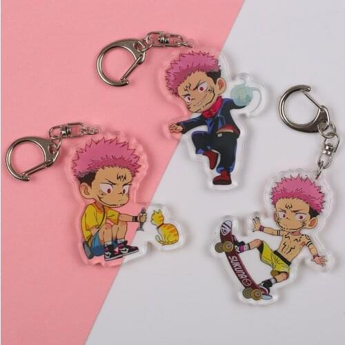 1 Pcs Cartoon Japan Anime Jujutsu Kaisen Keychains Figure Ryomen Sukuna Cosplay Acrylic Pendant Keyrings Fans Gift Toys