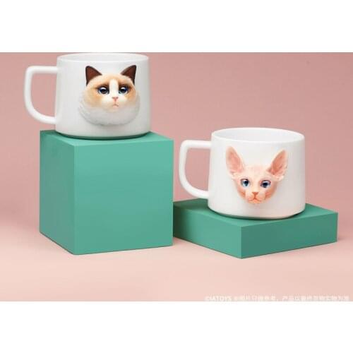Glass Magnetic Cat Sticker Cup Three-dimensional Cat Jian Dedicated Belly Button Cup Life Home Decoration Gift Ceramic Cup Gift