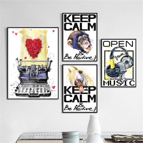 Inspirational Quotes Keep Calm Poster Monkey and Donky Canvas Painting Wall Pictures For Living Room Decoration Home Art Decor