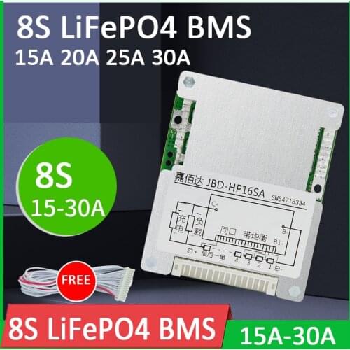 8S 24V 15A 20A 25A 30A 3.2V Lifepo4 Lithium iron phosphate Battery Protection Board BMS Balance Inverter Cell pack 4S 12V