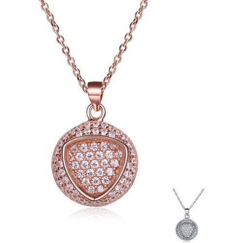 ZEMIOR 925 Sterling Silver Necklaces Simple Hollow Geometry Triangle Pendant Jewelry For Women Full Cubic Zirconia Necklace