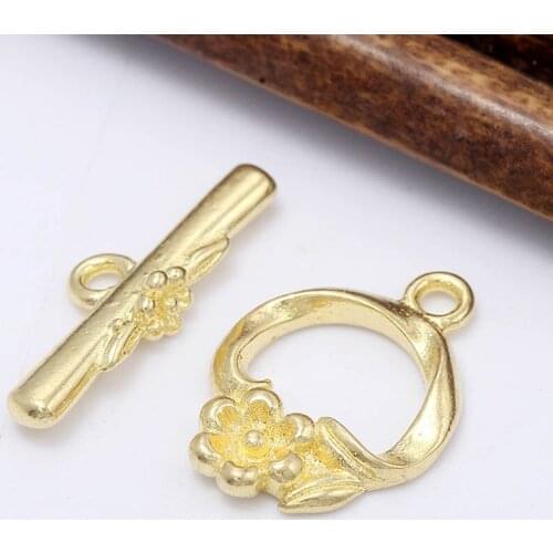 10sets Brass Casted Metal Flower Crown Toggle OT Clasps Necklaces Findings End Clasps Connectors Hooks For DIY Jewelry Making