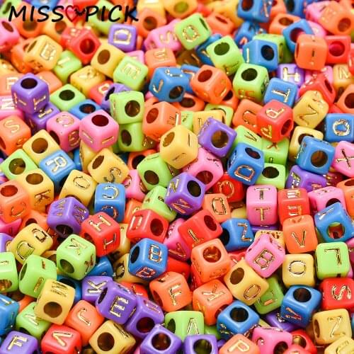 100pcs Acrylic Beads Square Alphabet Letter Loose Spacer Beads for Jewelry Making Handmade DIY Bracelet Necklace Wholesale