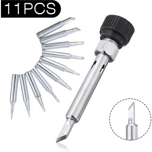 11Pcs/set Heat Resistance Solder Iron Tips 1Pc Durable Iron Casing + 10Pcs Pure Copper Iron Tips Soldering Tools With 936 Sleeve