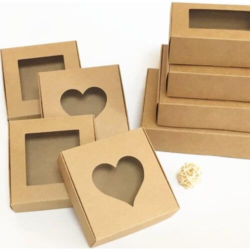 30pcs Blank Kraft Paper Gift Box with Window Handmade Soap Box Jewelry Cookies Gift Candy Box Wedding Gift Box Party Supplies