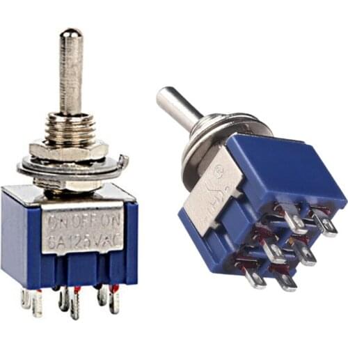 5pcs High Quality Mini MTS-203 Toggle Switches 6A 125V 6 Pins 3 Position ON OFF ON Latching Switch Power Conctrol
