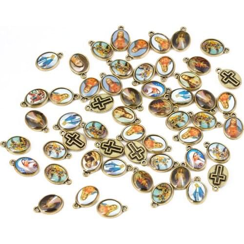 New Years Accessories Virgin Mary Portrait Crucifix Wholesale Zinc Alloy Material Manufacturing Catholic Jewelry 24PCS