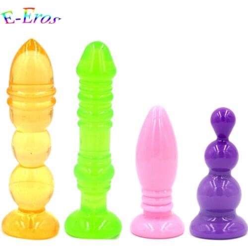 ORISSI 4pcs/set Butt Plug Anal Dildo Soft Prostate Massager Adult Gay Anal Plug Beads Sex Toys for Woman Men Erotic Anal Toys