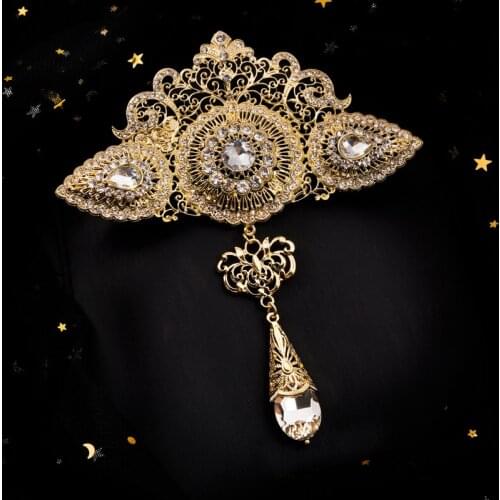 Bohemian bride gift Moroccan fashion Gold drop jewelry brooch Gold jewelry brooch for womens ethnic wedding dress