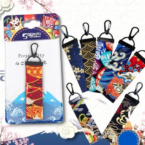 Japanese Style Ukiyo-e KeyChains Pendant Charm Keyring Car key chain decoration JDM Bushido interior decoration Couple Gift