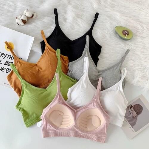 Bralette 2021 Seamless Breathable Chest Pad Underwear U-shaped Back Push Up Bra Fashion Female Streetwear Women Crop Top