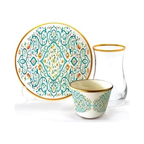 Drop Efe Tea & Arabian Coffee Cup Set 18 Pieces Arabesque