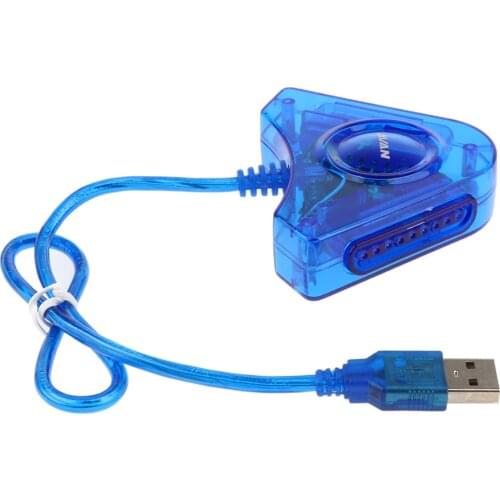 For PS2 PSX To PC USB Dual Controller Converter Adapter Cable - Blue