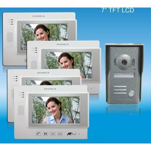ZHUDELE Home Security Intercom Doorbell 7"luxury color video door phone , CCD camera,nightvision&water proof (1 in 4)