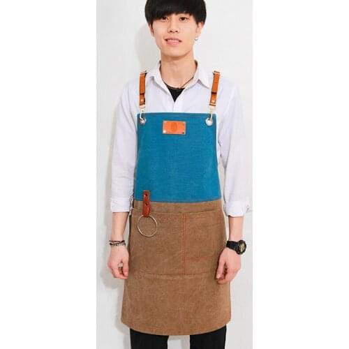 Apron Korean fashion custom printing coffee shop tea shop men and women overalls childrens art apron Chinese restaurant
