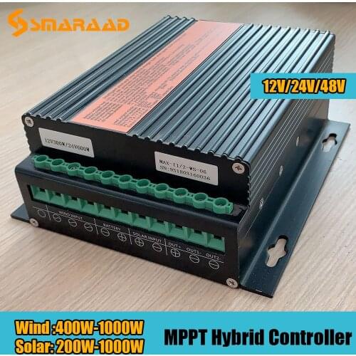 MPPT 1000w Solar Tracker Wind Solar hybrid Charge Controller MPPT 12V 24V 48V Battery Regulator 50A 58.3A for Wind Turbine Solar