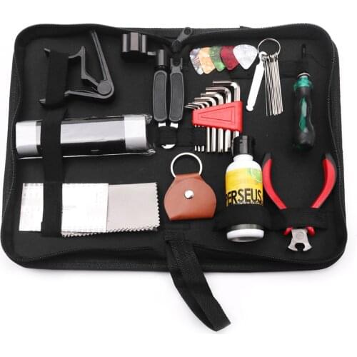 Guitar Repairing Tools Set Stringed Instrument Fretboard Maintenance Tools Repairing Tools Bag for Guitar Ukulele