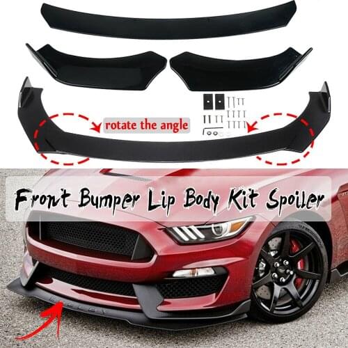 1x Set Glossy Black Front Bumper Splitter Lip Spoiler Diffuser Guard Protection Cover Trim Universal for cars